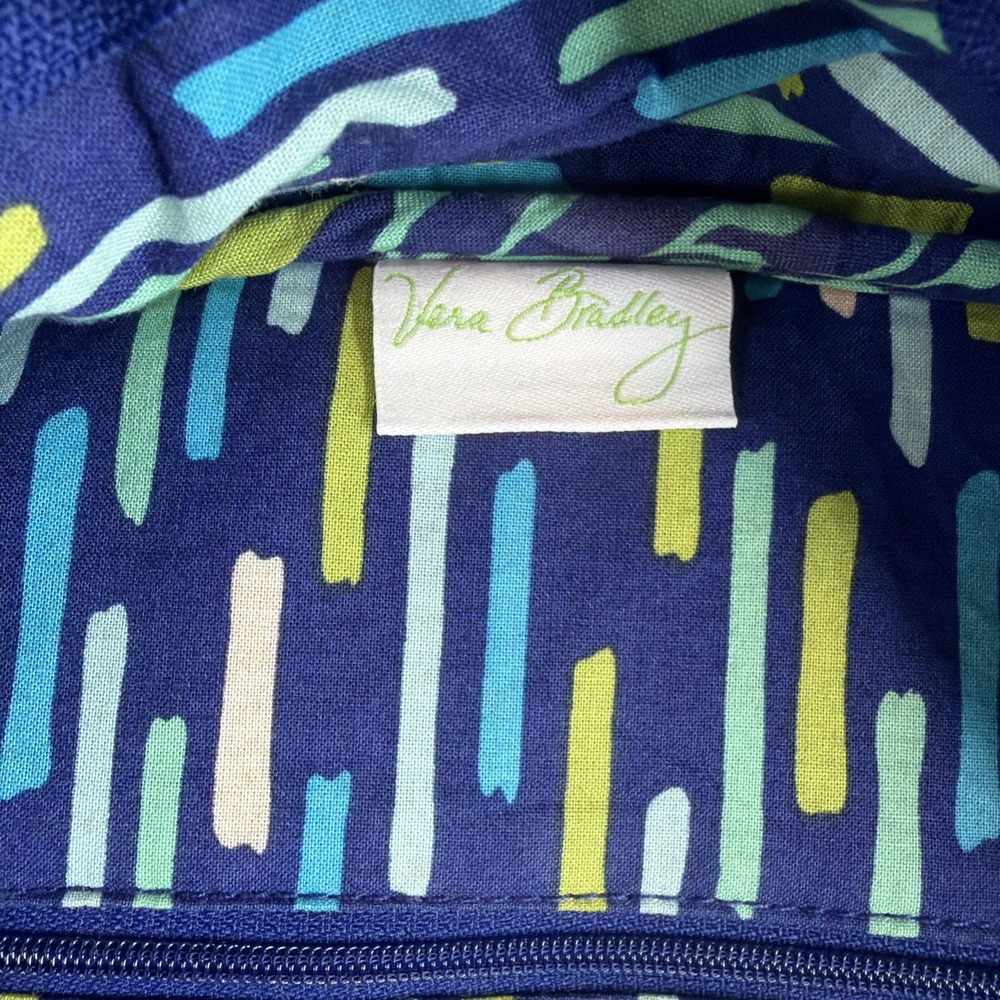 Vera Bradley Backpack Blue Green Floral Quilted Campus School Travel Bag - Picture 8 of 11